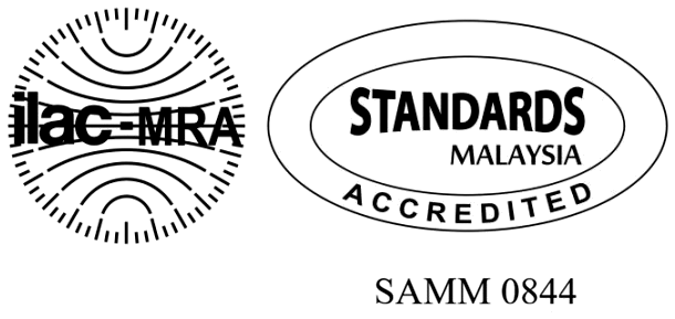ILAC MRA and Standards Malaysia accredited laboratory, SAMM 0844